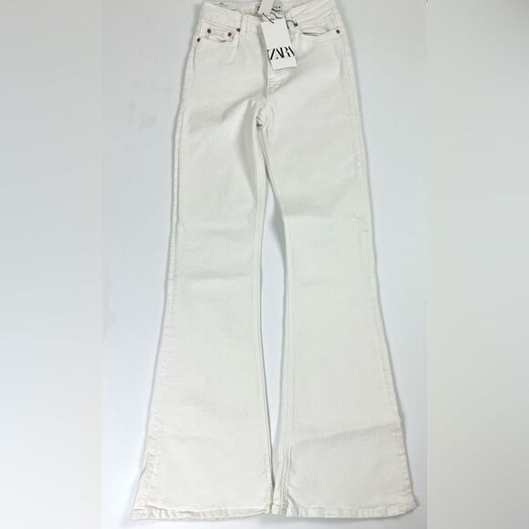 Zara The Skinny Flare Denim Off White Denim Jeans - Picture 4 of 16